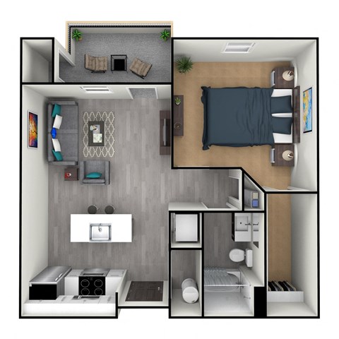 Floor plan for 1 bed, 1 bath, 818 sqft